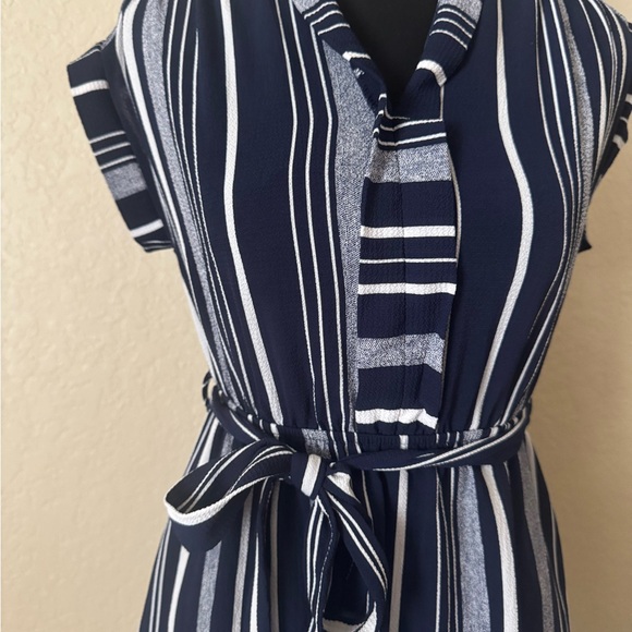Monteau Anthropology Striped Navy and White Mini Dress - Picture 2 of 8